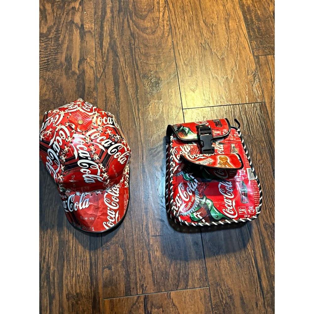 Vintage Coca-Cola Red Adjustable Baseball Cap Hat and Bag Set 1999 Original